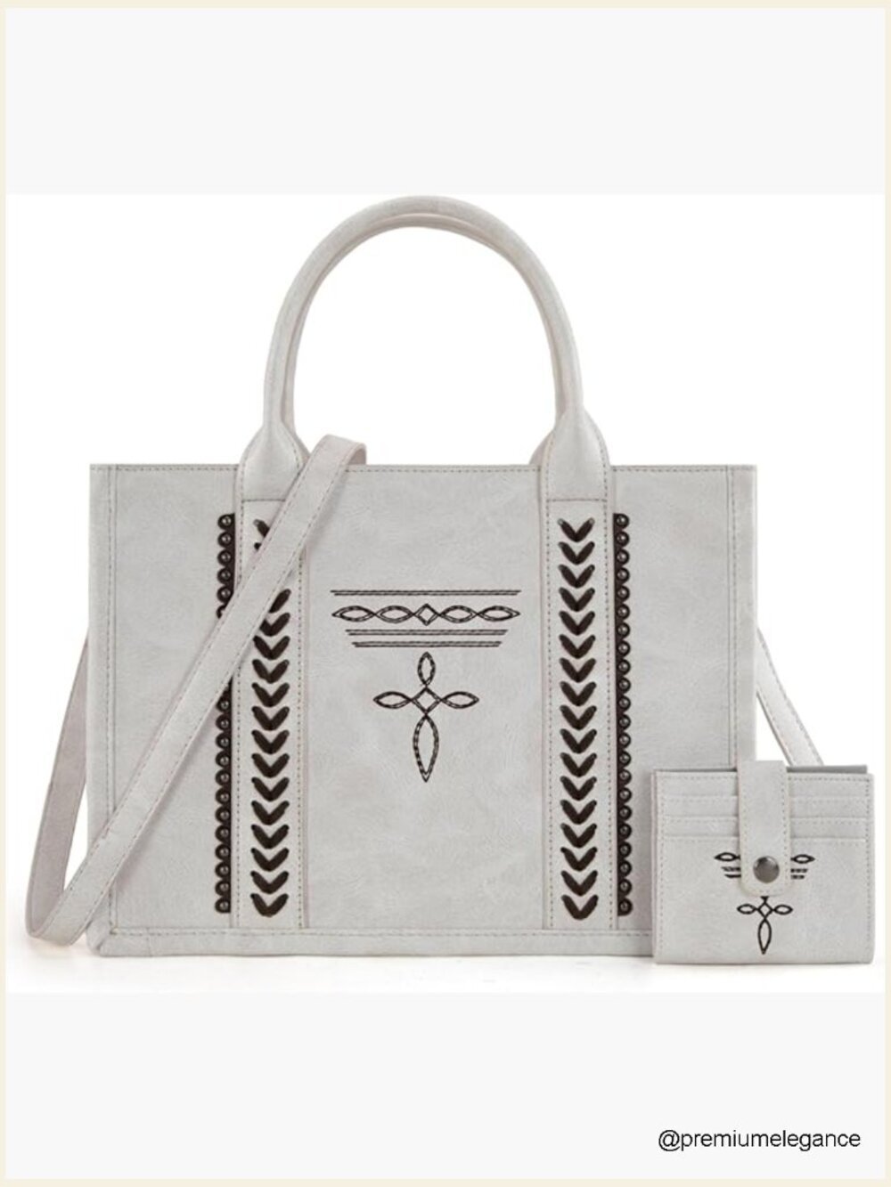 Whipstitch Western Top Handle Tote Bag with Card Wallet Set